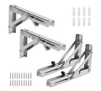 ZEONHAK 4 staffe pieghevoli per mensole da 25 cm, staffe da parete pieghevoli per banco da lavoro, tavolo, fai da te, carico massimo 74,8 kg