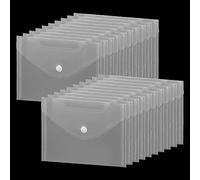 ZEONHAK 50 cartelle trasparenti in formato A6, 170 x 120 mm, in plastica, con bottone a pressione, per ufficio