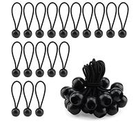 ZEONHAK 50 pezzi da 10 cm, corda elastica con palla, lacci elastici per campeggio, teloni, nero
