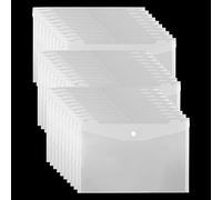 ZEONHAK Confezione da 100 cartelline trasparenti A4, in plastica, con bottone a pressione per ufficio, 226 x 325 mm