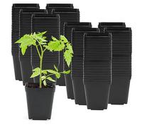 ZEONHAK Confezione da 200 piccoli vasi quadrati neri da 5,5 cm, mini vasi in plastica da giardino per piante grasse, vivaio di semi