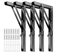 ZEONHAK Confezione da 4 staffe pieghevoli nere da 30 cm, staffa di supporto per mensola, carico massimo 59,9 kg