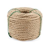 ZEONHAK Corda di iuta naturale, 50 m x 8 mm, corda di canapa intrecciata, corda di iuta Manila per tiragraffi, spago per bagagli