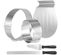ZEONHEI 5 utensili da taglio per torte, 2 tagliapasta rotondo con 1 coltello da pasticceria, anello per torta regolabile, taglio di 7 ripiani