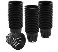 ZEONHEI 50 vasi a rete idroponica in plastica, 8 x 6 x 5 cm, piccoli vasi idroponici, per giardino, balcone, idroponici, cultura, colore nero
