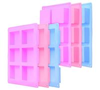 ZEONHEI 6 stampi rettangolari in silicone a 6 cavity, per sapone, per fai da te, biscotti, cubetti di ghiaccio, artigianato, 3 colori