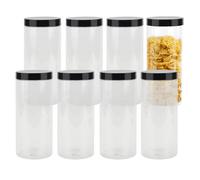 ZEONHEI Confezione da 8 Barattoli in Plastica Trasparente da 35OZ 1000ml con Coperchi, Grandi Barattoli per Conservazione Alimenti con Adesivi, Contenitori Vuoti per Conservazione Alimenti per