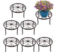 ZEONHEI Set di 6 Portavasi in Ferro Battuto 24 cm, Supporti per Vasi da Fiori, Bronzo Antico, per Interni ed Esterni