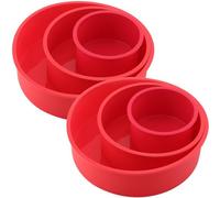 ZEONHEI Set di 6 stampi per torte in silicone rosso, 10,2 cm, 15,2 cm, 20,3 cm, antiaderenti, rotondi, per torte da forno, brownie, pane