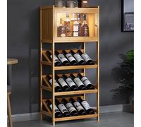 ZEOPLE Portabottiglie Da Pavimento Indipendente, Ripiani Per Vino In Bambù A 2/3 Livelli, Portabottiglie Trasparente, Organizer Verticale Per Mobile Bar Per Vino, Cucina, Bar Di Casa(Wood color,4 laye