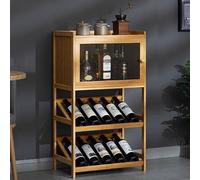 ZEOPLE Portabottiglie Da Pavimento Indipendente, Ripiani Per Vino In Bambù A 2/3 Livelli, Portabottiglie Trasparente, Organizer Verticale Per Mobile Bar Per Vino, Cucina, Bar Di Casa(Wood color,3 laye