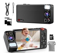 ZEOUPT Fotocamera digitale, 4K 64MP Fotocamere per fotografia, 270 ° Flip Screen Vlogging Camera, Autofocus, Flash, Zoom 18X, 2 Batterie, Scheda 64GB, Fotocamera Digitale Punta e Scatta per Bambini e