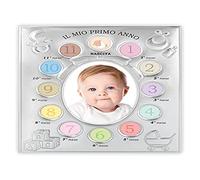 zep srl Cornice PRIMO ANNO da Tavolo in Silver Plated, Foto Verticale Placcata Argento Nascita 9x12 + 12 3x3