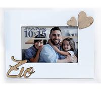 Zep ZIO in legno con lettere e cuore intarsio in legno per una foto 10x15 orizzontale. Da tavolo.
