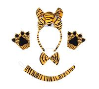 ZEPFJHE 1/3/4/5 Kid Animal Tigre Costume Set Orecchie Fascia Papillon Tutus Coda Accessori Per Halloween Cosplay Party Tigre Costume Set