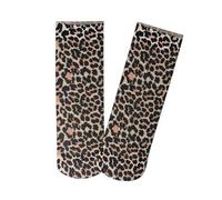 ZEPFJHE 1 paio di calzini corti alla moda con fiori colorati con stampa animalier calze per le donne alta nylon elastico sottile seta calzini alla caviglia regalo corto da donna, Stampa leopardata