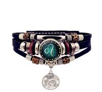 ZEPFJHE 12 costellazioni multistrato, catena a mano zodiacali, in pelle artificiale, accessorio unisex per uso quotidiano con zodiaci luminosi, Misura unica, come descritto
