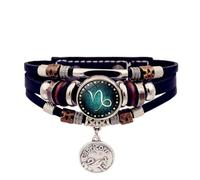 ZEPFJHE 12 costellazioni multistrato, catena a mano zodiacali, in pelle artificiale, accessorio unisex per uso quotidiano con zodiaci luminosi, Misura unica, come descritto
