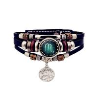 ZEPFJHE 12 costellazioni multistrato, catena a mano zodiacali, in pelle artificiale, accessorio unisex per uso quotidiano con zodiaci luminosi, Misura unica, come descritto