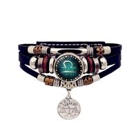 ZEPFJHE 12 costellazioni multistrato, catena a mano zodiacali, in pelle artificiale, accessorio unisex per uso quotidiano con zodiaci luminosi, Misura unica, come descritto