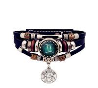 ZEPFJHE 12 costellazioni multistrato, catena a mano zodiacali, in pelle artificiale, accessorio unisex per uso quotidiano con zodiaci luminosi, Misura unica, come descritto