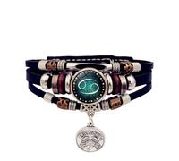 ZEPFJHE 12 costellazioni multistrato, catena a mano zodiacali, in pelle artificiale, accessorio unisex per uso quotidiano con zodiaci luminosi, Misura unica, come descritto