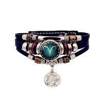 ZEPFJHE 12 costellazioni multistrato, catena a mano zodiacali, in pelle artificiale, accessorio unisex per uso quotidiano con zodiaci luminosi, Misura unica, come descritto