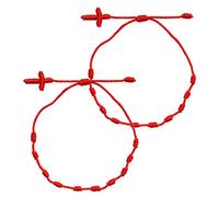 ZEPFJHE 2 pezzi per croce 7 nodi rosso stringa buona fortuna amuleto per successo e prosperità braccialetti dell'amicizia Ki orecchini per uomo oro, Misura unica, come descritto