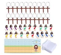 ZEPFJHE 20 Che Pregano Santi Ornamenti E Scritture Carte Incrocia I Decori Ispiratori Portatili per Lo Sviluppo della Fede dei Bambini Cristo Salvatore Figure da Collezione
