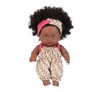 ZEPFJHE 20 Cm Vinyls African Reborns Black Doll Life Safe Like Girl Bams with Fashion Clothes for Kids And Adult Collector Role Kool Doll