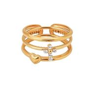 ZEPFJHE 3pcs Dito Minimalisti Set Set 18k Oro Dimensione Regolabile Impilata Per Donne Design Filettato Per Feste