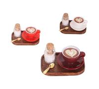 ZEPFJHE 3pcs Miniatura Tazza di Caffè e Piattino Casa delle Bambole Accessori Fingere Gioco Costruzione Casa di Bambola Francese Accessori Set