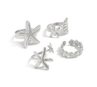 ZEPFJHE 4 Gioielli Caldi Set Marini Regolabili A Stelle E Design Conchiglia In Lega Femminile Suoni D'oro