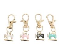 ZEPFJHE 4 portachiavi con ciondolo a forma di macchina da cucire, stile vintage, con strass, design antiruggine, pratico accessorio alla moda, portachiavi da cucito, Fibbia a moschettone, Taglia unica