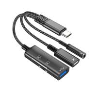 ZEPFJHE 5 in 1 Trasferimento dati veloce USB C Splitter a C 3,5 mm Adattatore audio per cuffie/memoria/lettore di schede per tastiere Adattatore leggero