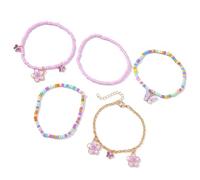 ZEPFJHE 5 perline regolabili colorate moda perline partito polso gioielli texture adatto per signora carino braccialetti set, Misura unica, come descritto