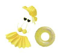 ZEPFJHE 5 pezzi bikini costume per veranda oche statue 43,2 cm giallo cappello da sole spiaggia prati ornamento fascia elastica antivento oche abbigliamento