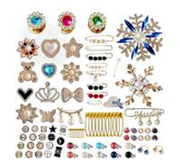 ZEPFJHE 50 - 96 pezzi Pin Charm per maglione scialle clip perle artificiali strass spilla pin per cardigan maglione scialle set