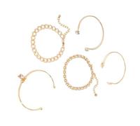 ZEPFJHE 5pcs eleganti strass impreziositi aperto polsino braccialetti con materiali in lega robusta per uso quotidiano e formale disegni geometrici gioielli, Misura unica, come descritto