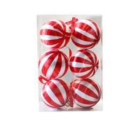 ZEPFJHE 6 palline di Natale a righe, 8 cm, in schiuma infrangibile, da appendere, per ghirlande di alberi, decorazioni per le vacanze, sicure e adatte ai bambini