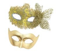 ZEPFJHE Accessori per costume di coppia in maschera a metà faccia per donne uomini Halloween balli di fine anno cinturino elastico in maschera