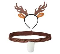 ZEPFJHE Accessorio per costume da festa di Natale Cervo Orecchio Cervo Fascia Coda Naso Gonna Per Donne Ragazza Compleanno Halloween Cosplay Fascia Regolabile Per Le Donne
