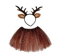 ZEPFJHE Accessorio per costume da festa di Natale Cervo Orecchio Cervo Fascia Coda Naso Gonna Per Donne Ragazza Compleanno Halloween Cosplay Fascia Regolabile Per Le Donne