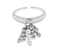 ZEPFJHE Anelli da donna alla moda con nappe con accenti di perline, realizzati in acciaio inossidabile resistente alle allergie per un comfort a lungo termine gioielli dal design moderno, Misura unica