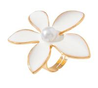 ZEPFJHE Anelli di dichiarazione di moda esagerati Fiore/stella di mare e perle di nozze dito gioielli fatti a mano per le feste di nozze dito, Misura unica, come descritto, come descritto