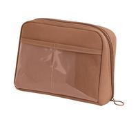 ZEPFJHE Astuccio con 12 scomparti, ad alta capacità, per matite e pennarelli, per articoli artistici, da viaggio, per cosmetici, penne, con tasca, Colore: marrone caramello.