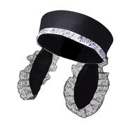 ZEPFJHE Berretti alla moda britannici elegante cappello da pittore nota musicale pizzo moda coniglio orecchio cabbie cappello per passeggiate all'aperto club abbigliamento per feste