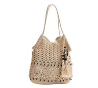 ZEPFJHE Borsa a tracolla con nappe di grande capacità borsa ascellare borsa da vacanza per viaggi casual e vacanze al mare borsa tessuta fatta a mano, Beige, One Size