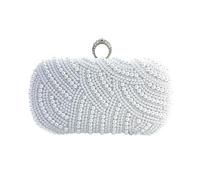 ZEPFJHE Borsa a tracolla da donna con catena elegante borsa da sera perle banchetto borsa a tracolla per feste da donna elegante tracolla a catena borsa da sera, bianco, One Size