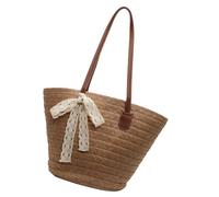 ZEPFJHE Borsa a tracolla in paglia da donna Borsa da spiaggia Grande Capacità Ascella Femminile Seaside Trendy Vacanza Tessuto a mano Borsa Donna Spiaggia, cachi, One Size